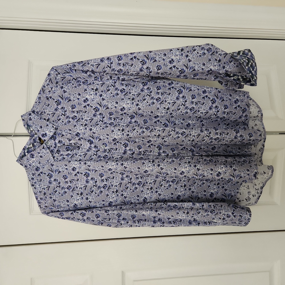 Robert Graham light purple flowery dress shirt w/ flip-up cuff - XL *free ship*